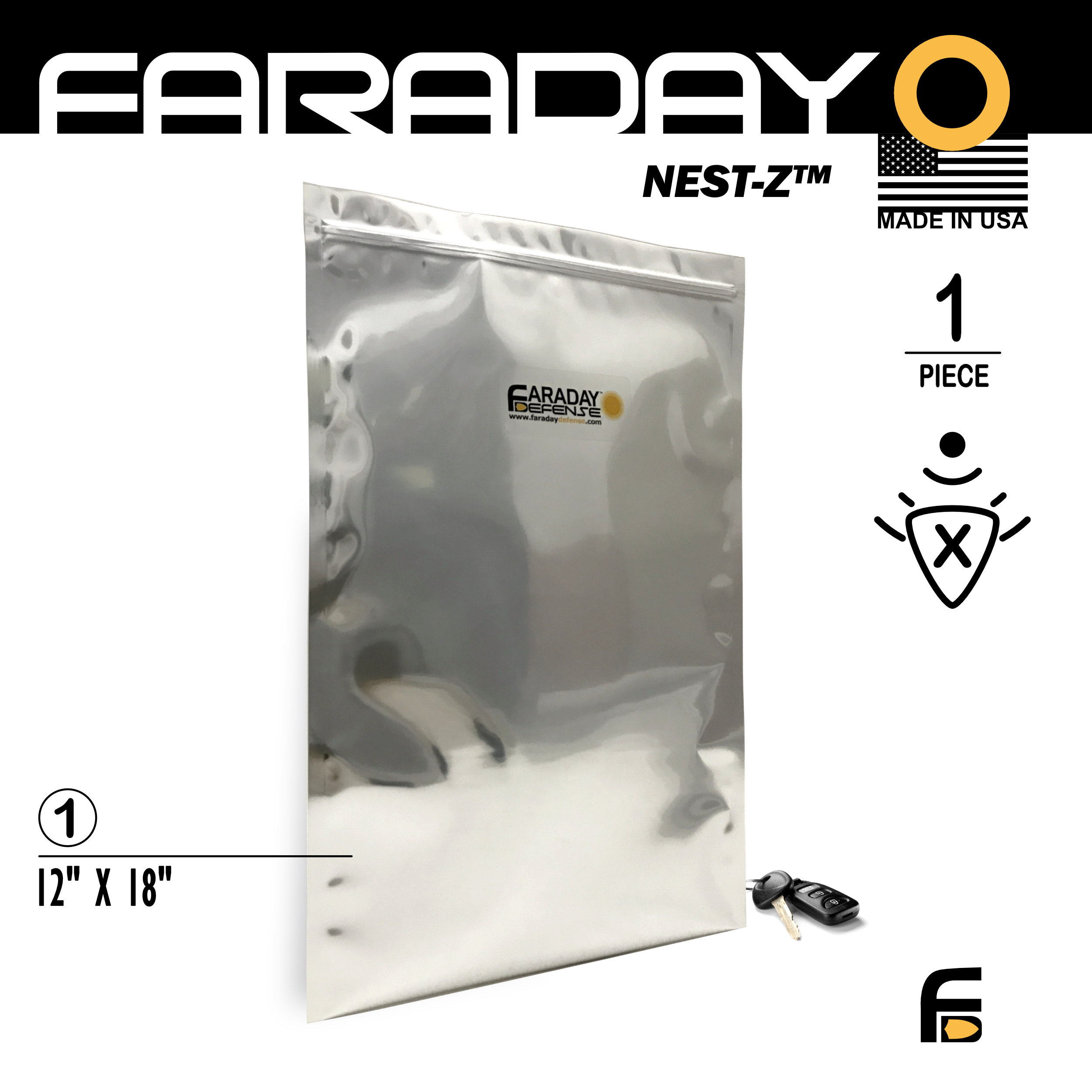 1pc 12x18 X-Large Laptop ESD/EMP 7.0mil Faraday Bag 
